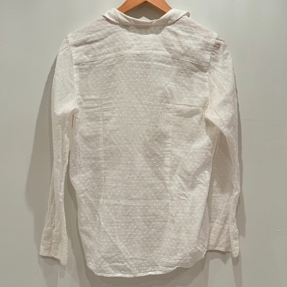 Eddie Bauer white Swiss dot button down shirt, size S - Picture 3 of 6